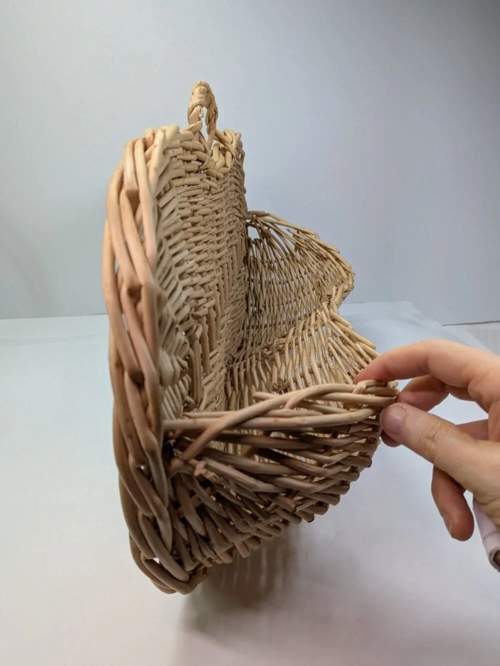 Vintage Wicker Wall Pocket Basket Bust Silhouette Hanging Mail Holder